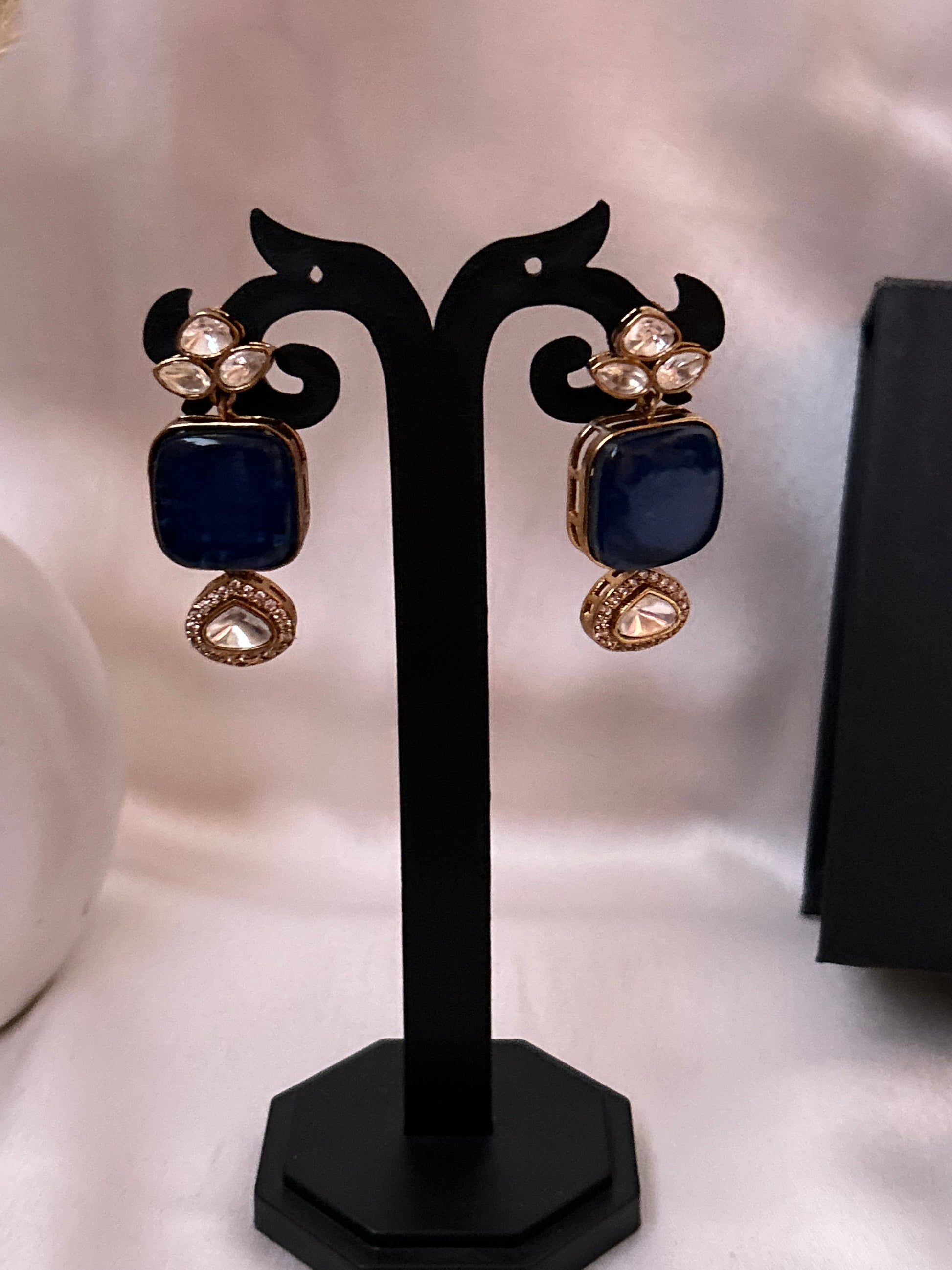 navy blue  kundan necklaceset