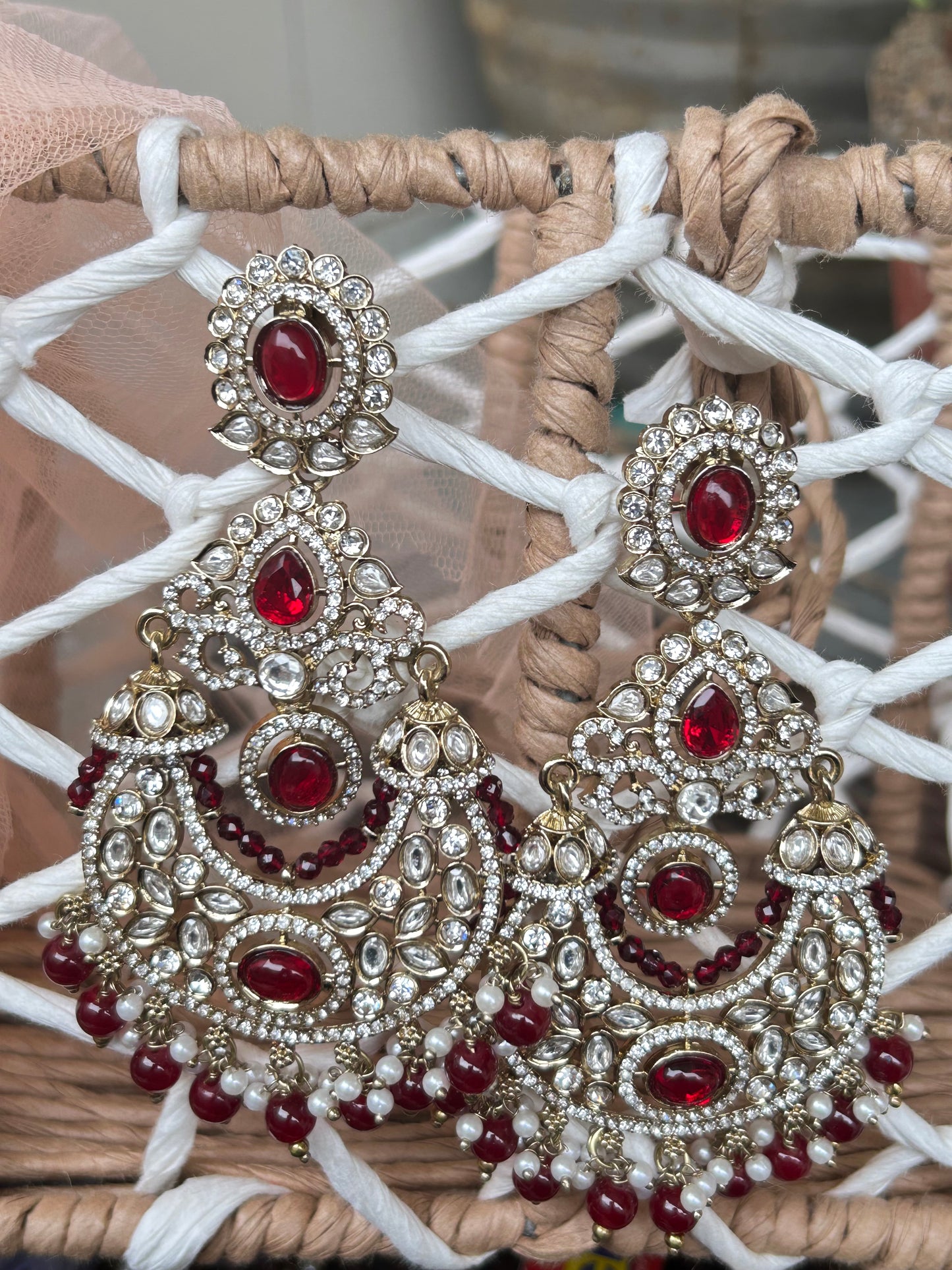 Vruti Maroon Chandbali