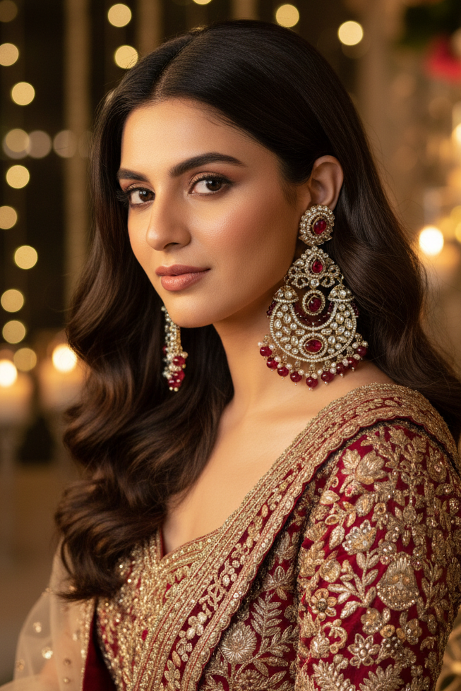 Vruti Maroon Chandbali