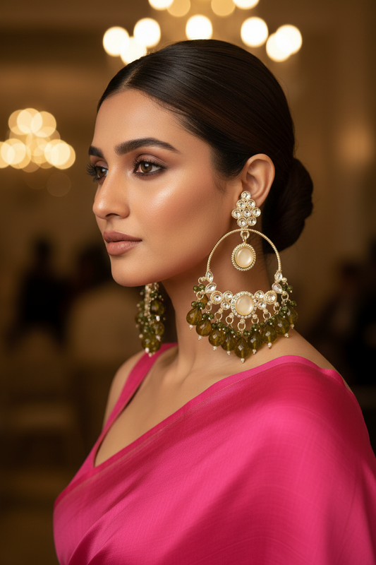 Olive green Maisha  Chandbali
