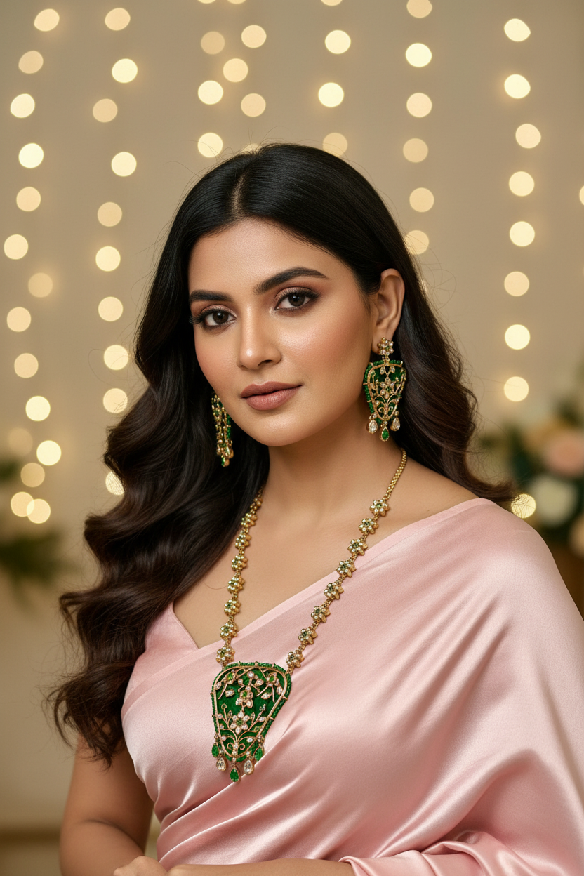 krishav green necklaceset