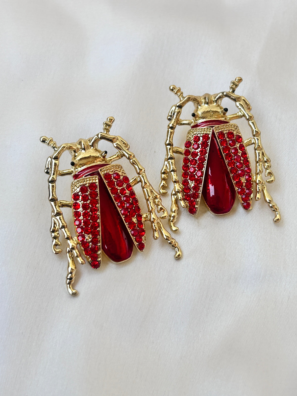 Enamel Red beetle Earrings