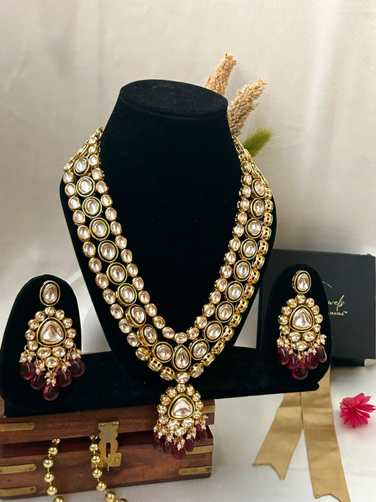 Palak red rani haar with tika