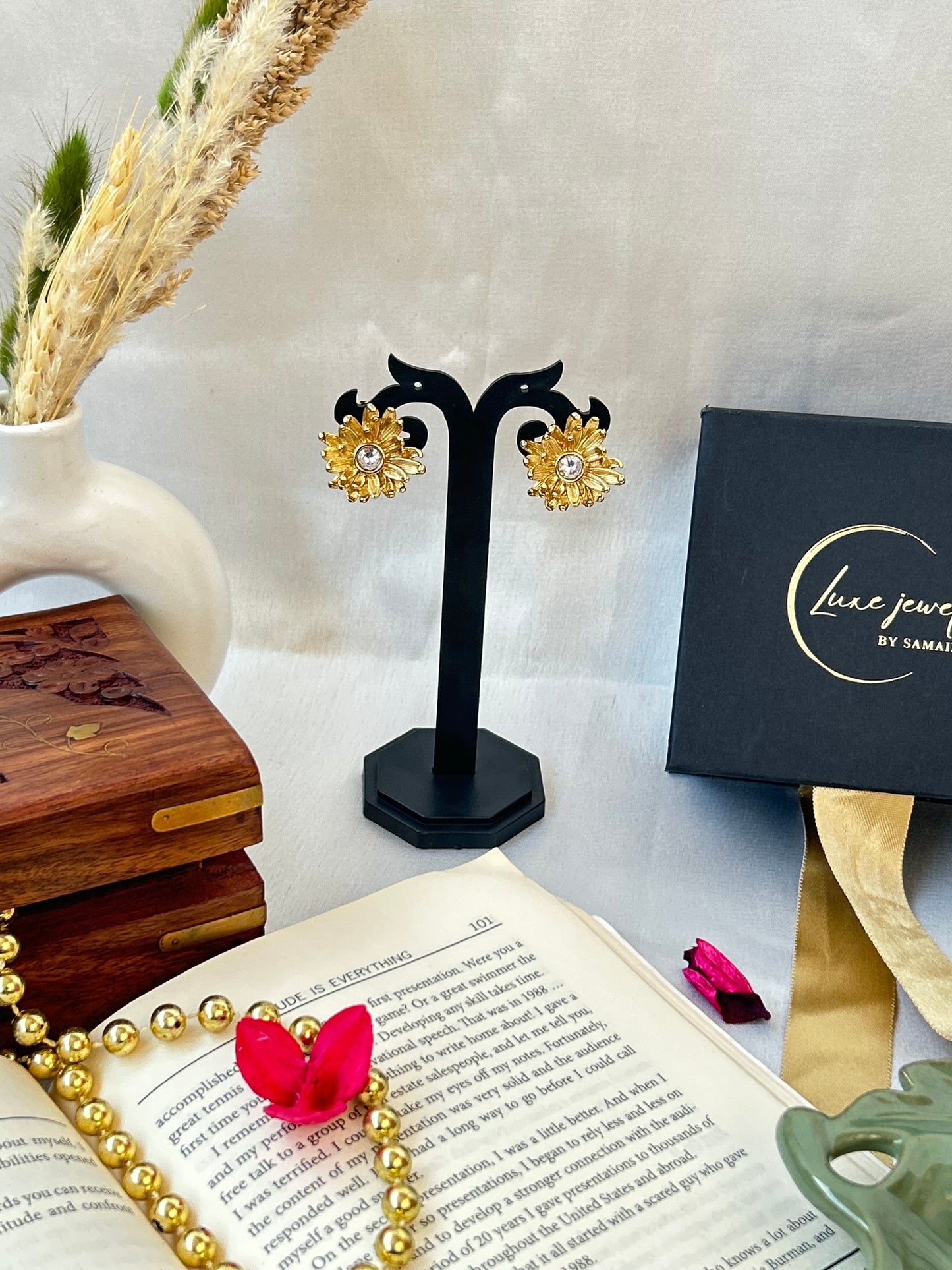 Crystal floral studs