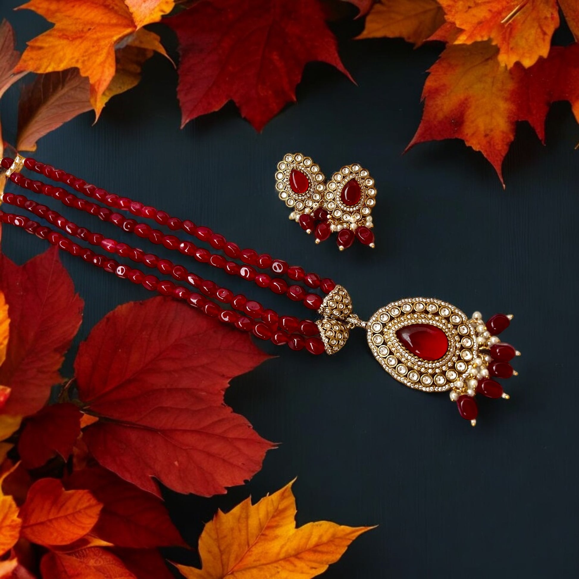 red rani haar ,long necklace set