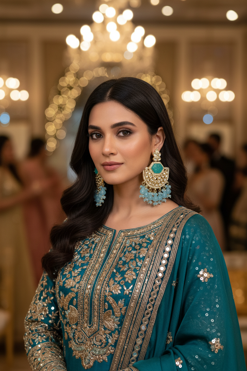 Blue Anika Chandbali