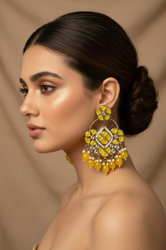 Sitara yellow chandbalis