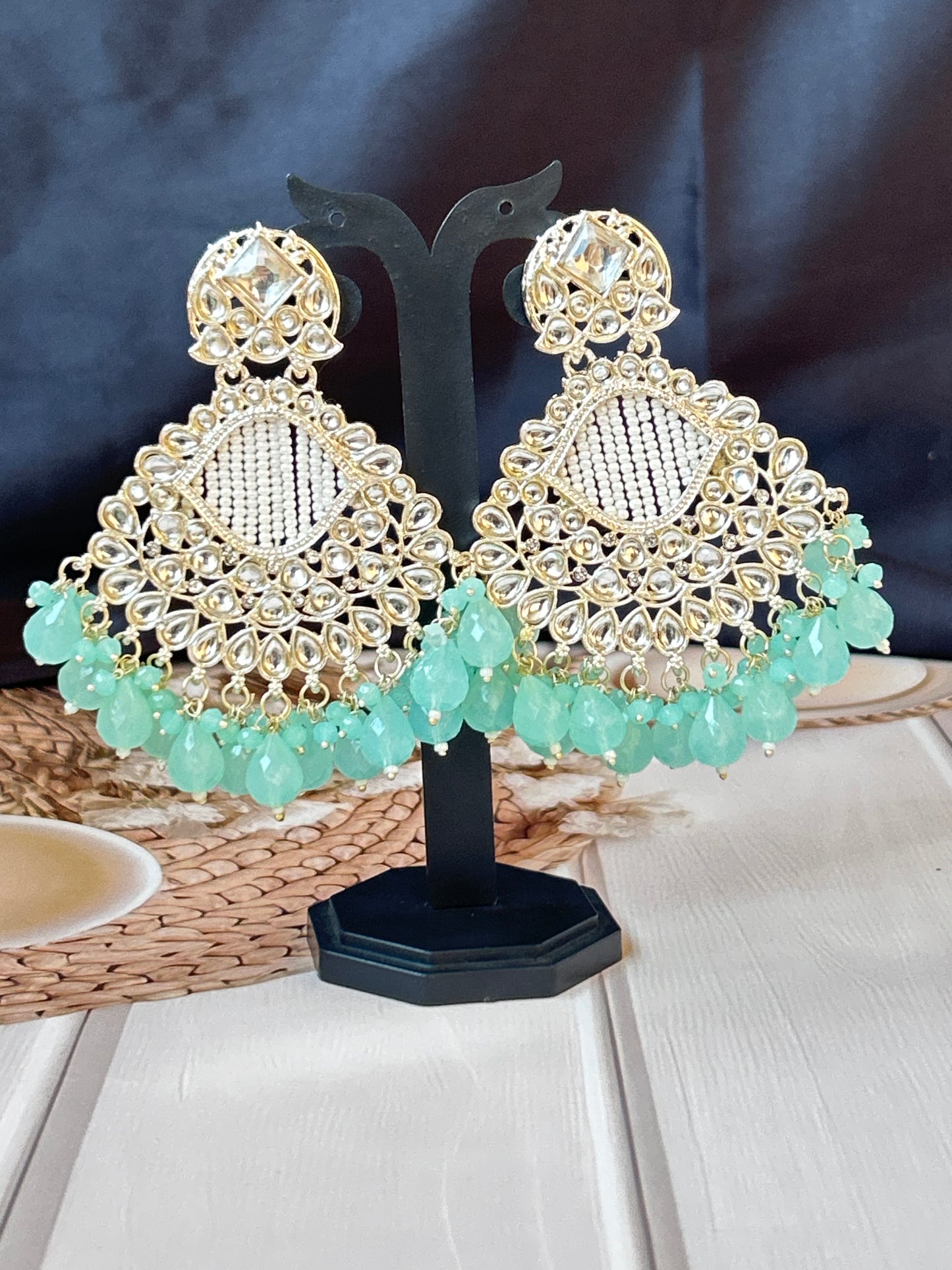 Arina Turquoise Blue Chandbali
