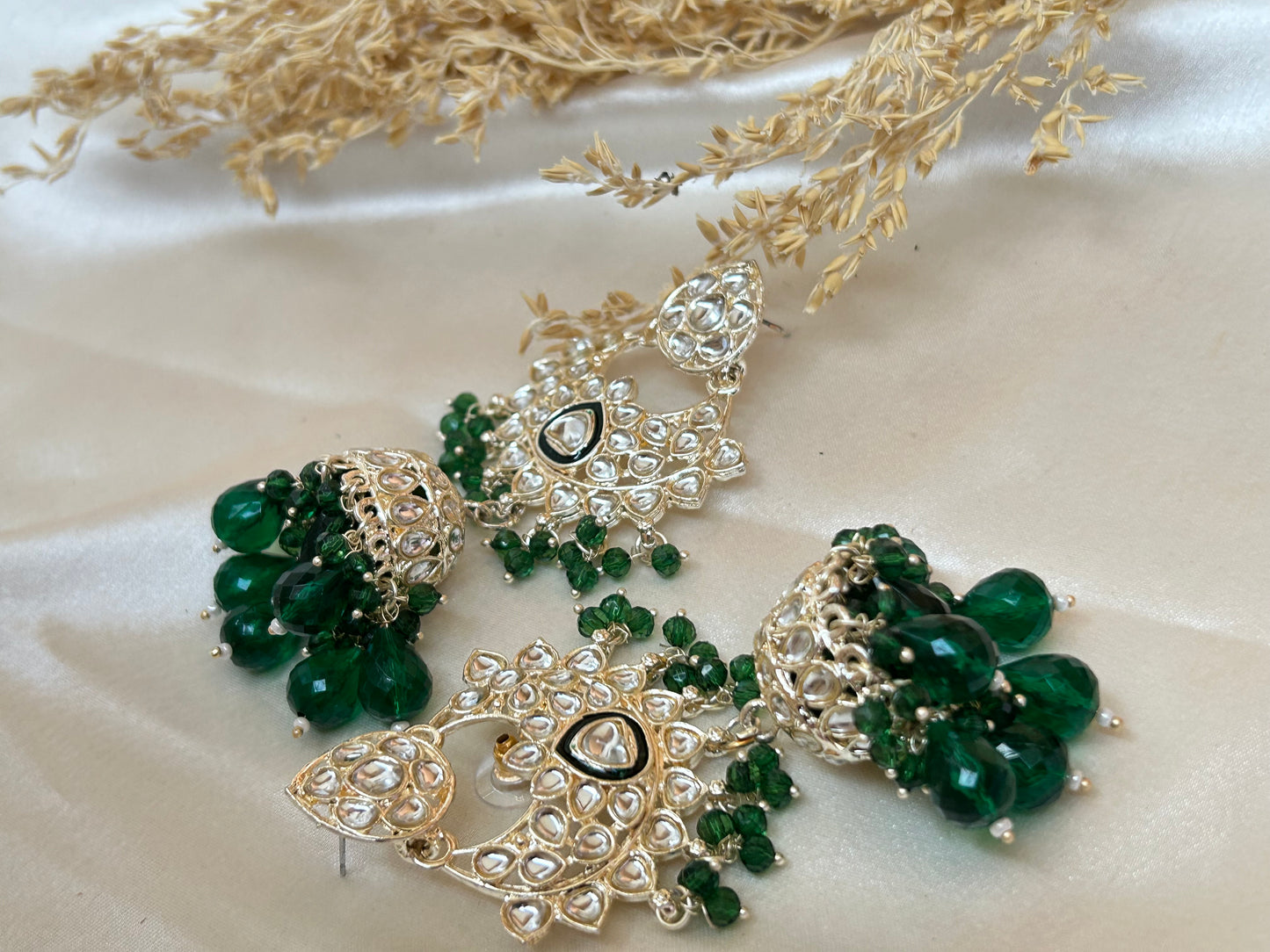 Swati emerald green jhumka