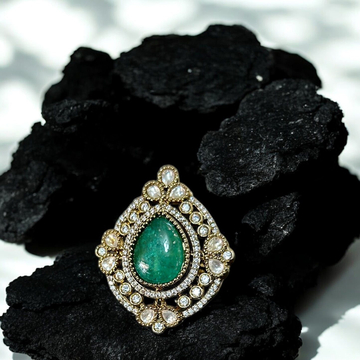 Regal Emerald Statement Ring