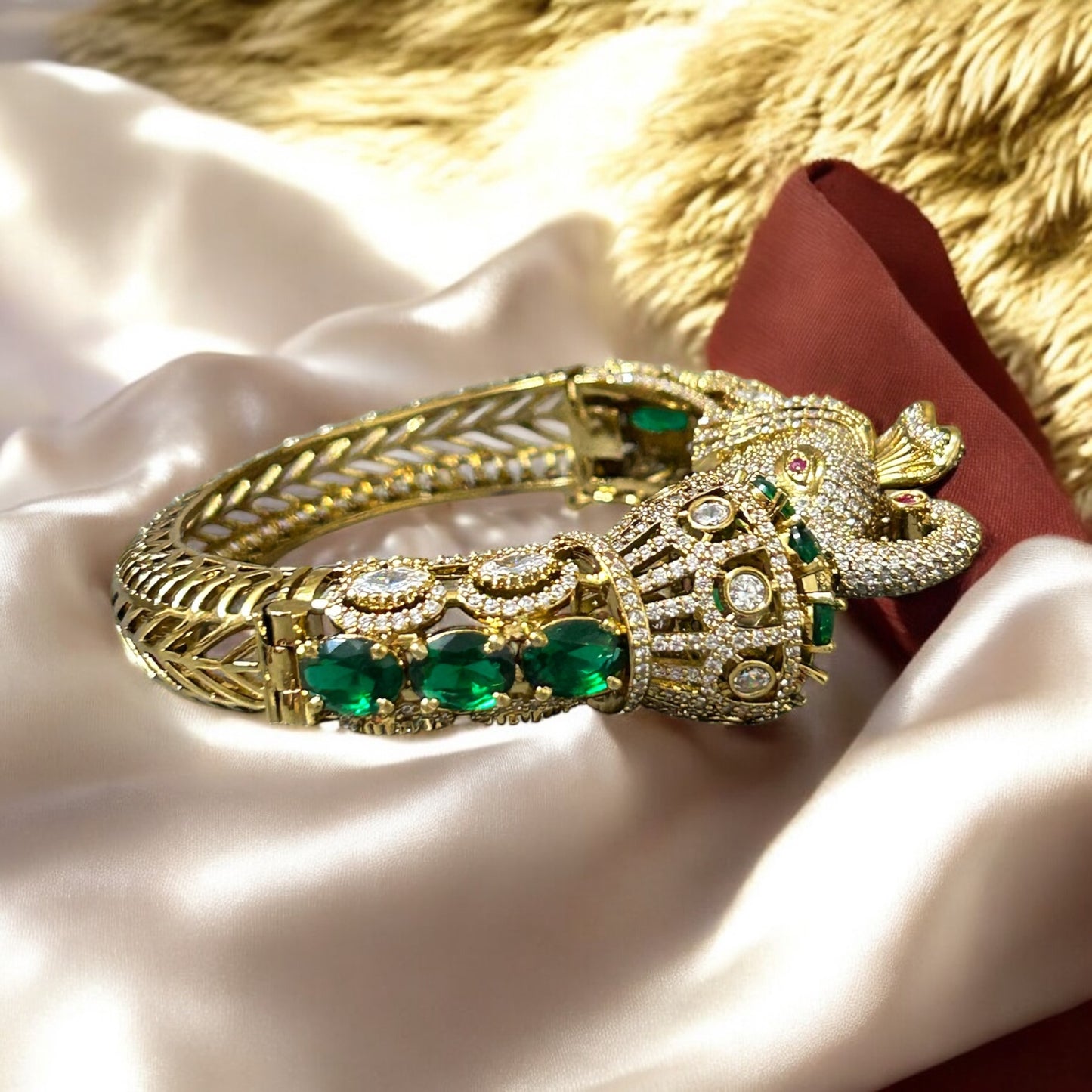 Majestic Green Elephant Bracelet