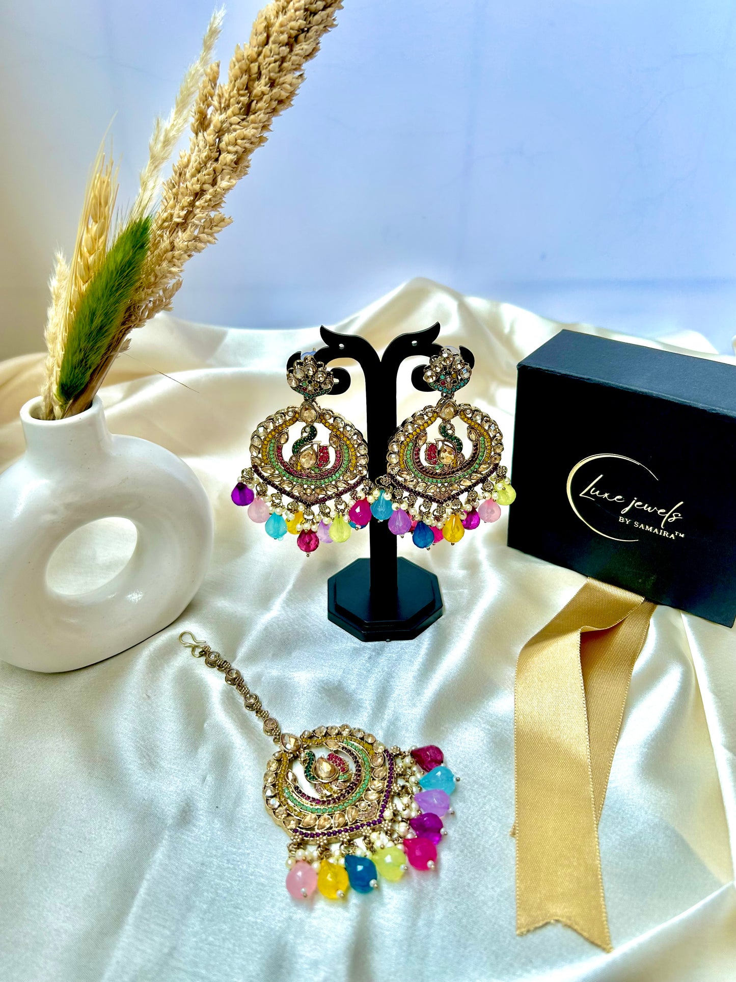 Jivika multi earrings and tikka