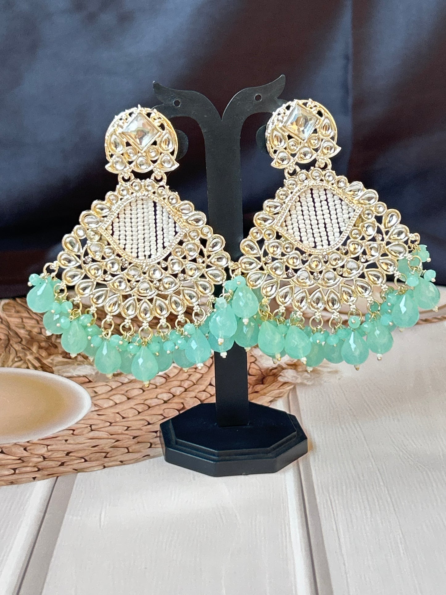 Arina Turquoise Blue Chandbali