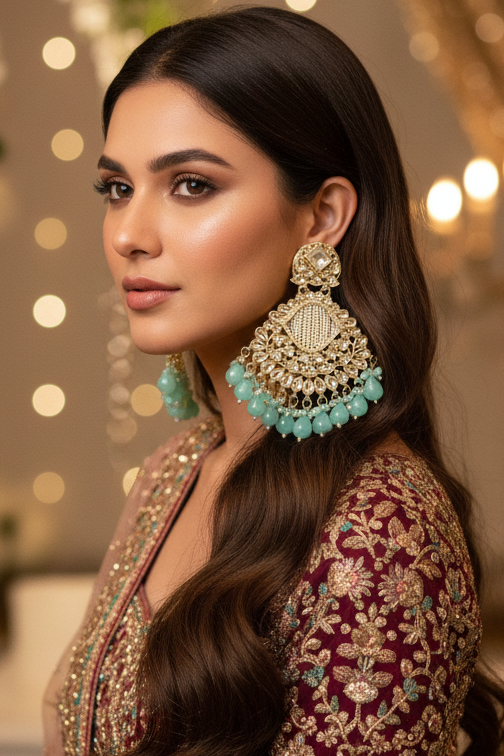 Arina Turquoise Blue Chandbali