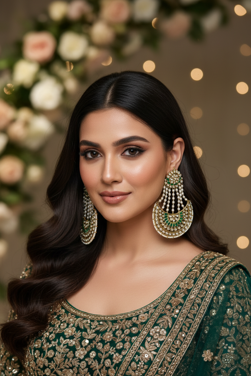 Keshavi Green Chandbali