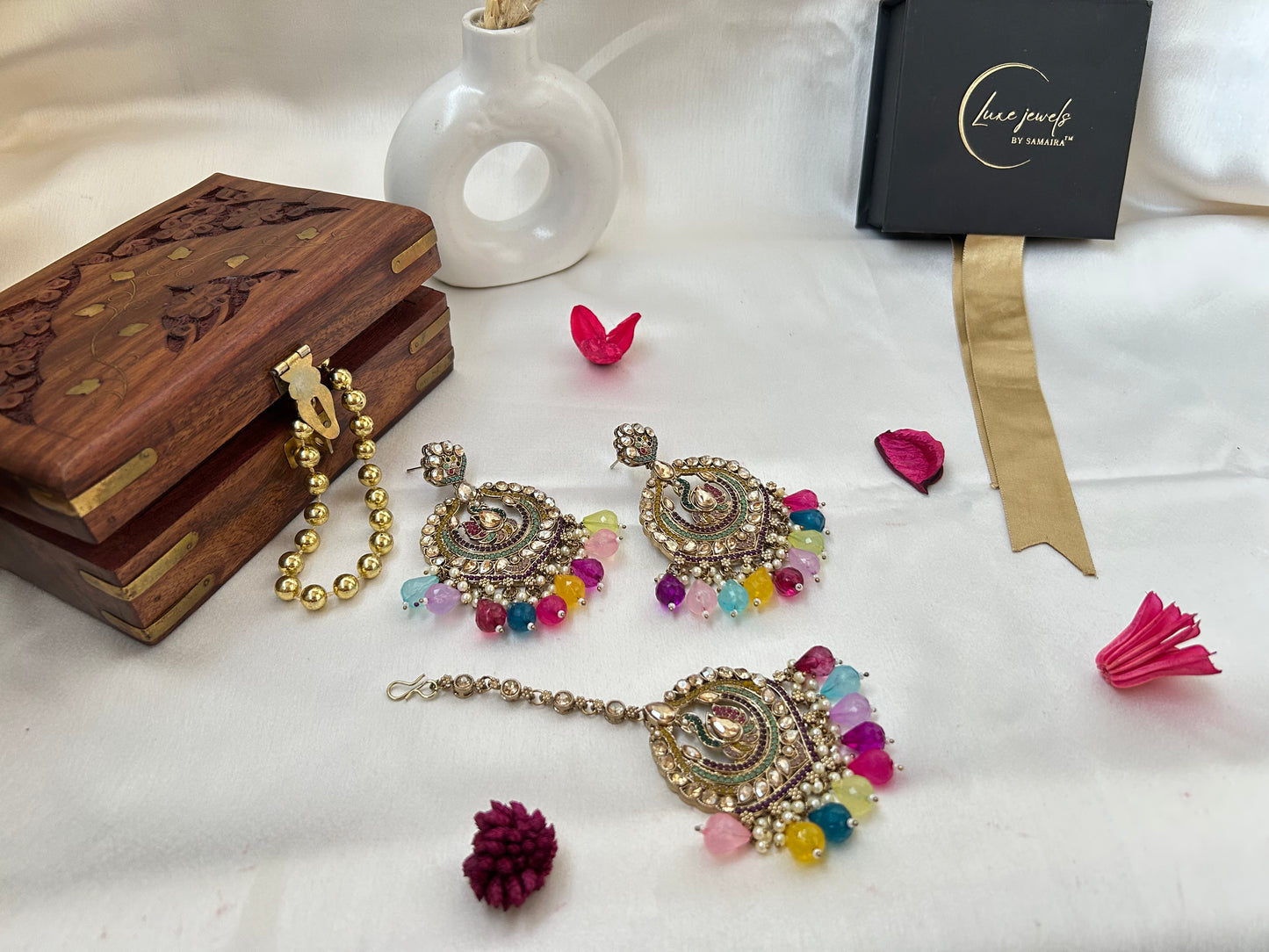 Jivika multi earrings and tikka