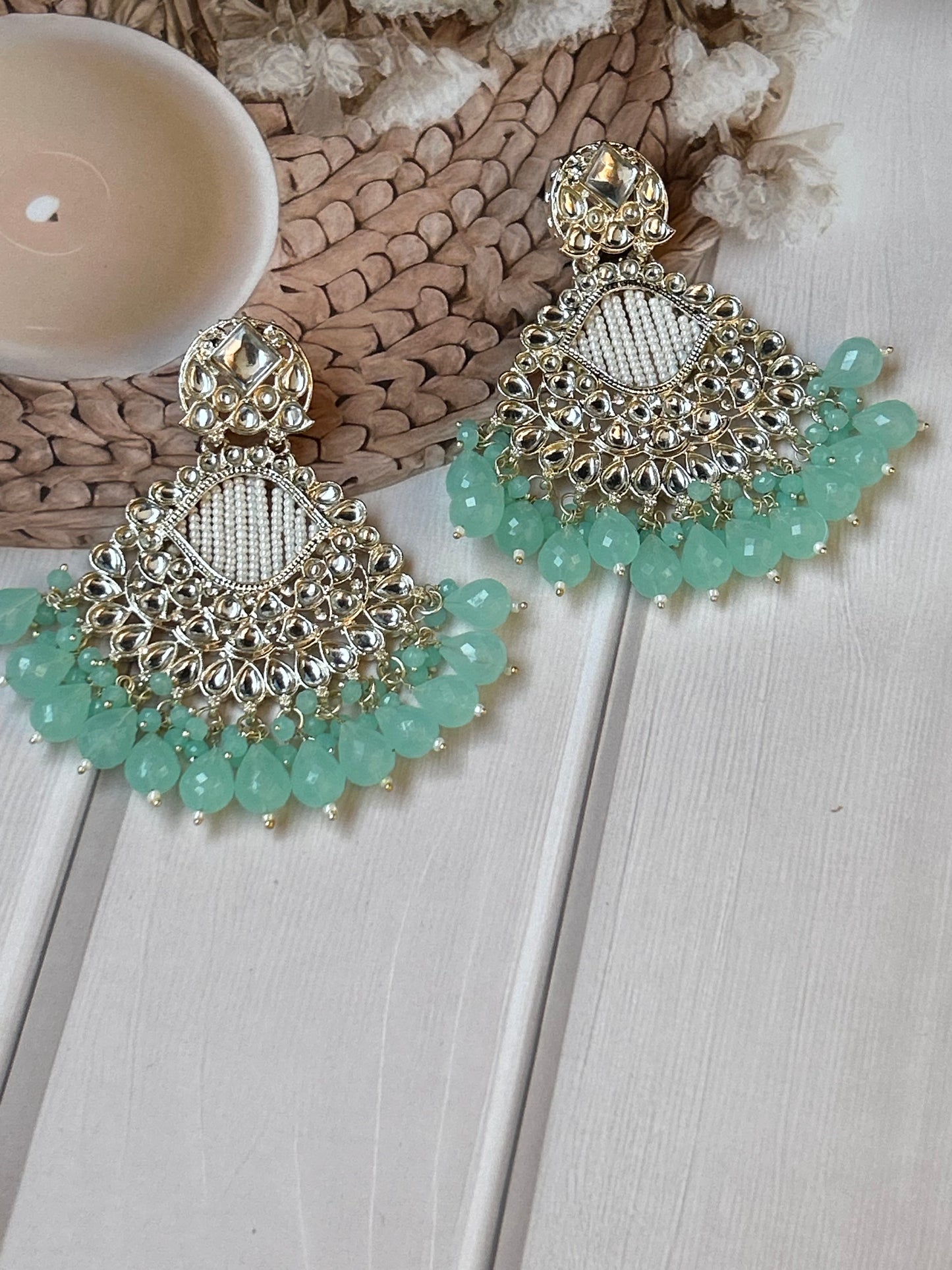 Arina Turquoise Blue Chandbali