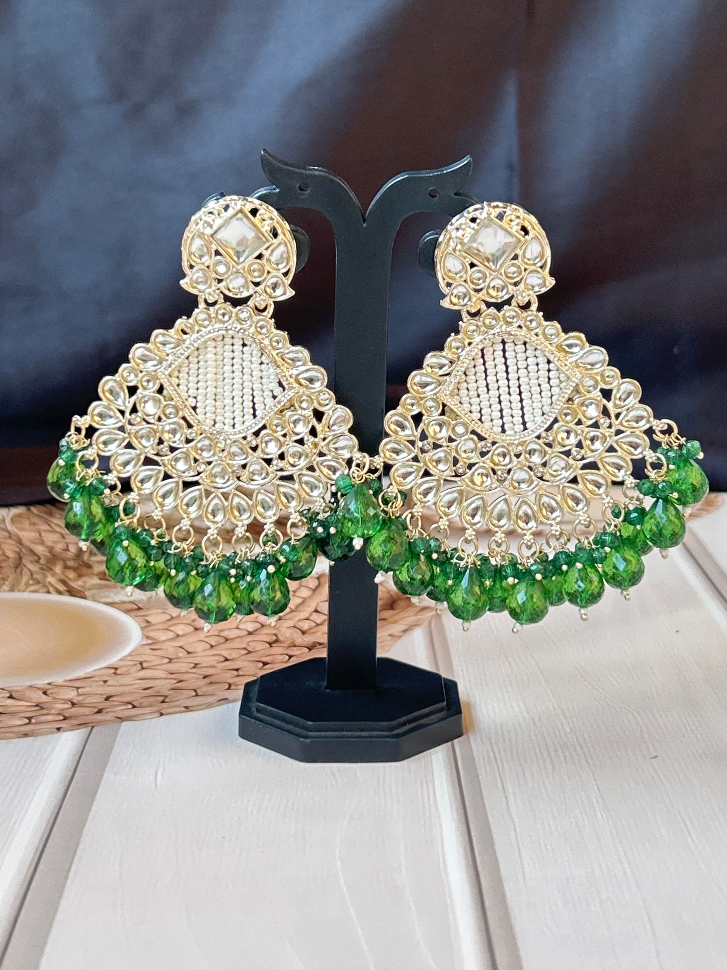 Arina emerald green Chandbali