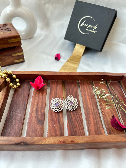 purple studs earrings