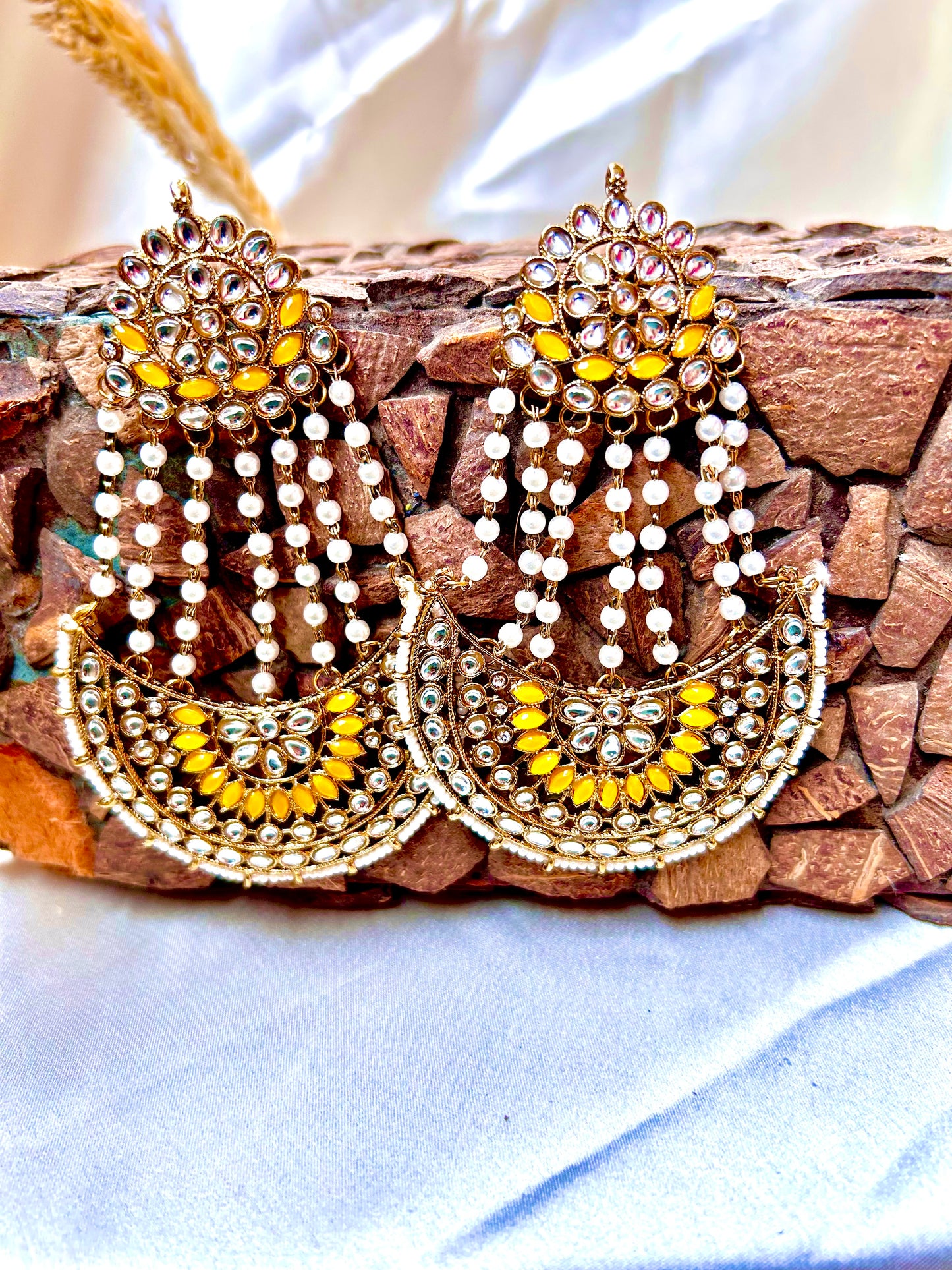 Keshavi yellow Chandbali