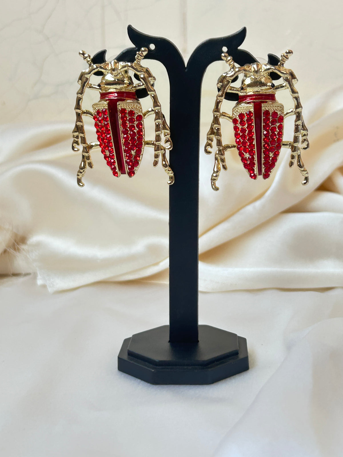 Enamel Red beetle Earrings