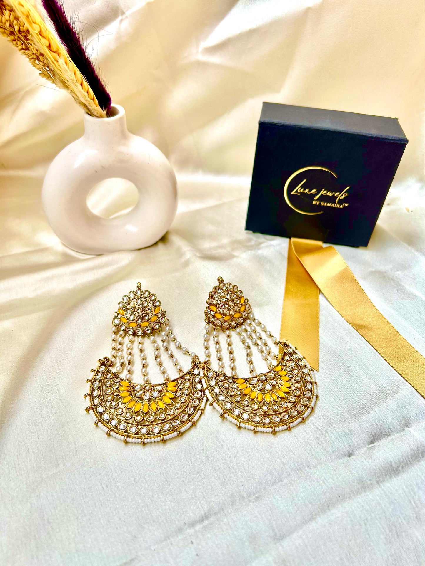Keshavi yellow Chandbali