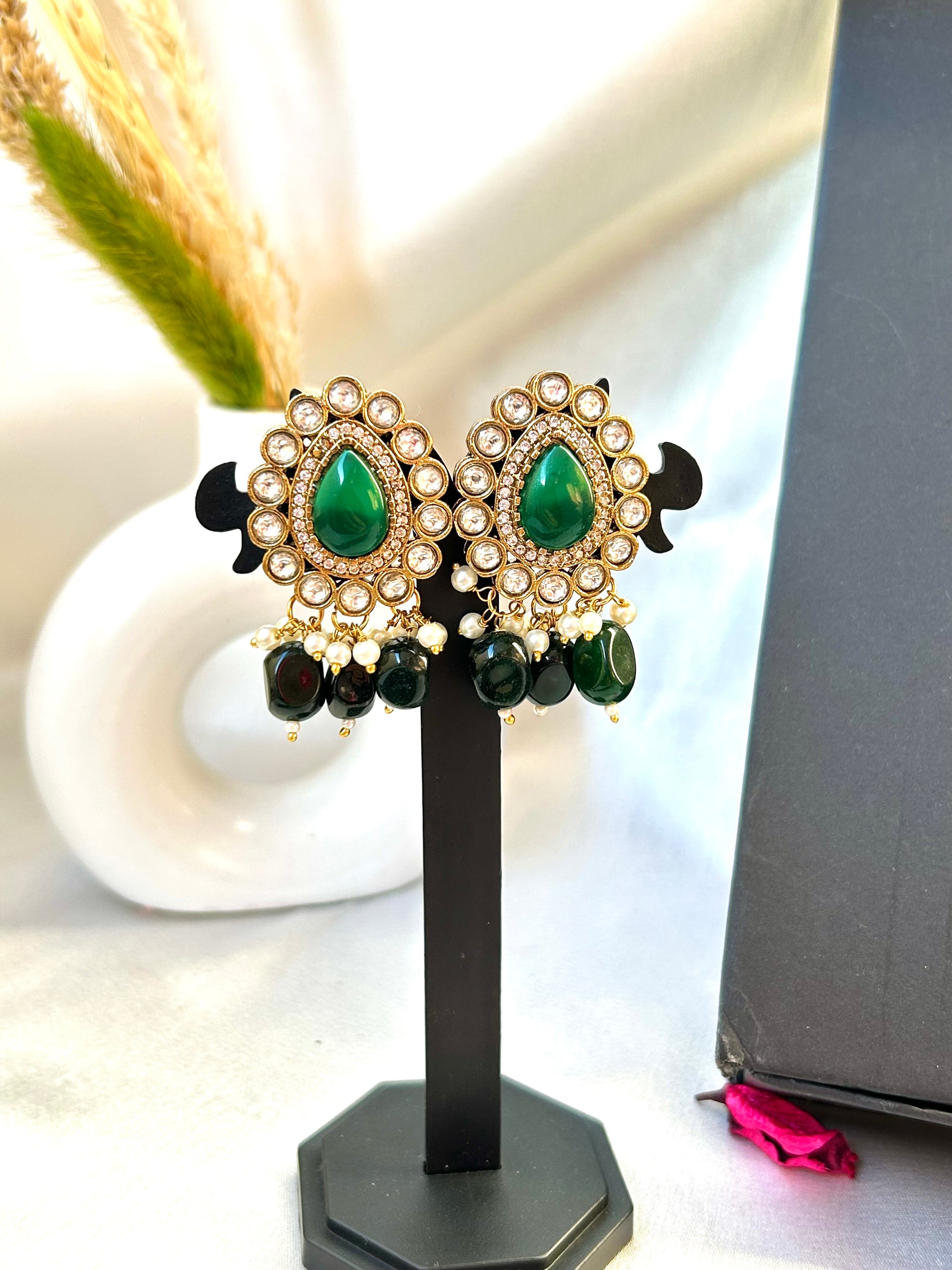emerald green rani haar,long necklaceset
