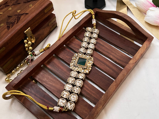 green kundan choker necklaceset