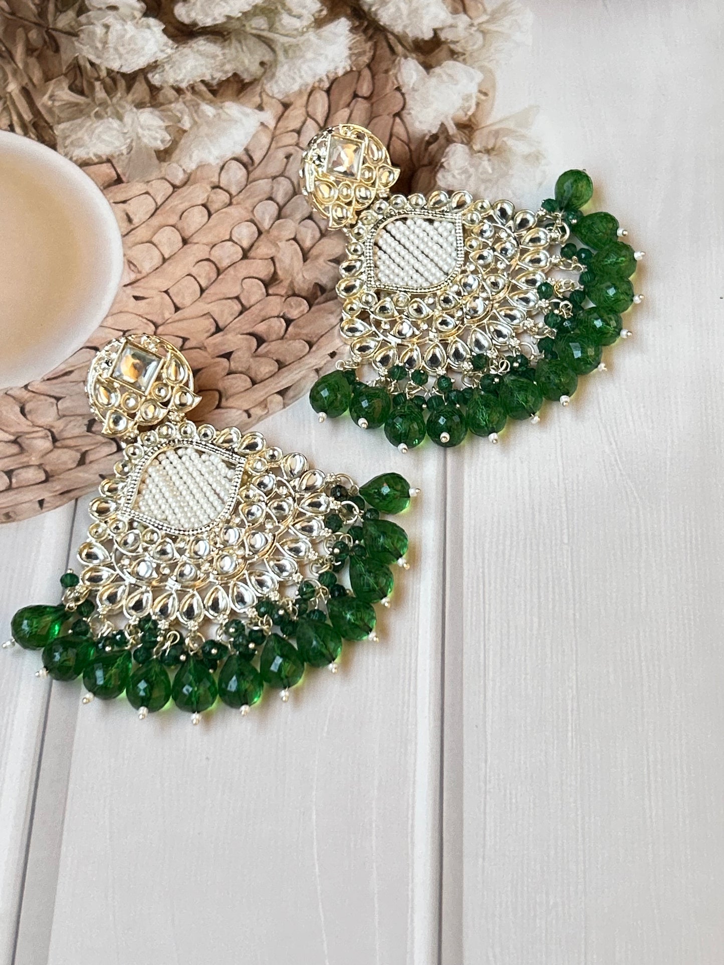 Arina emerald green Chandbali