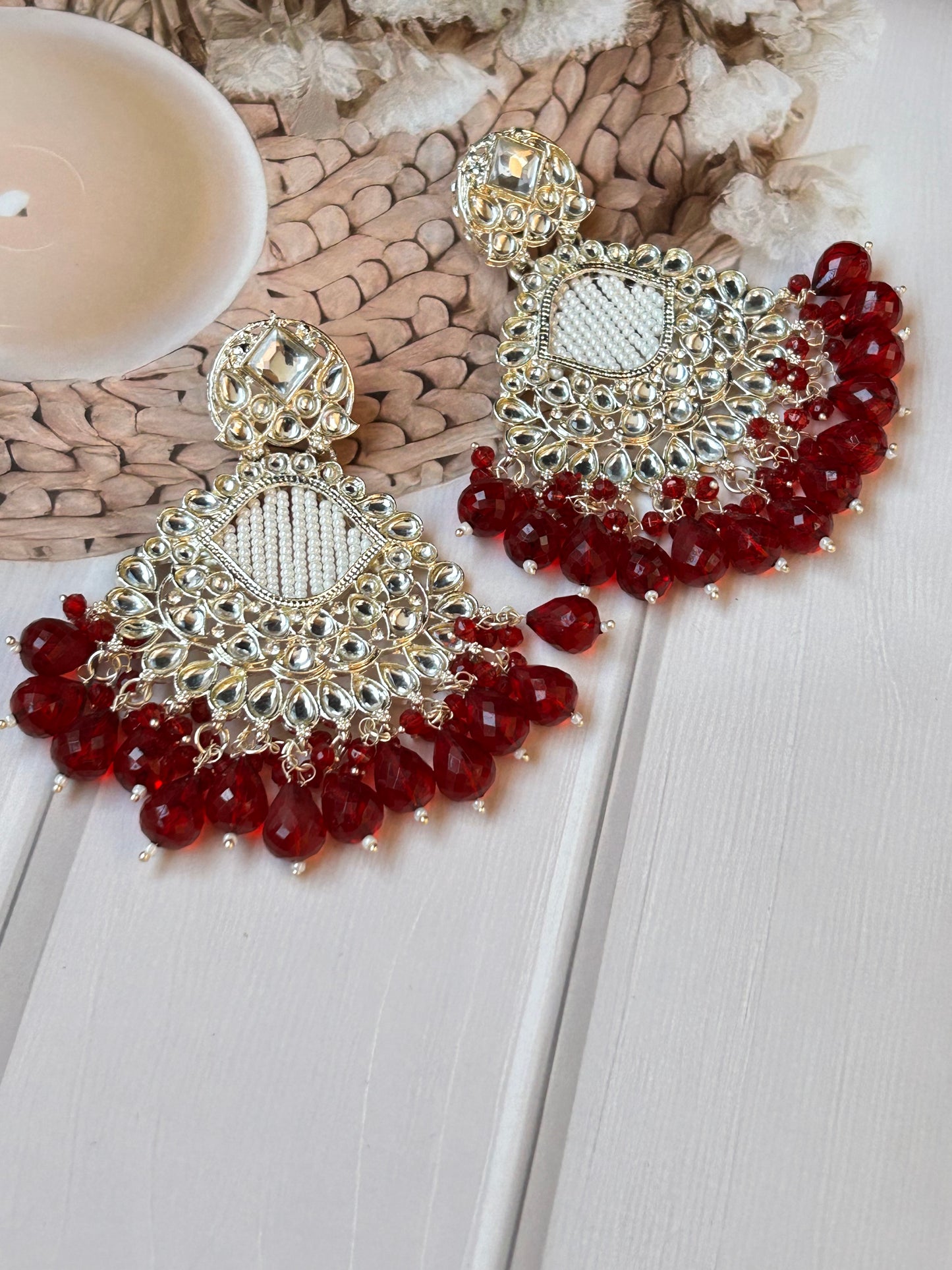 Arina Red Chandbali
