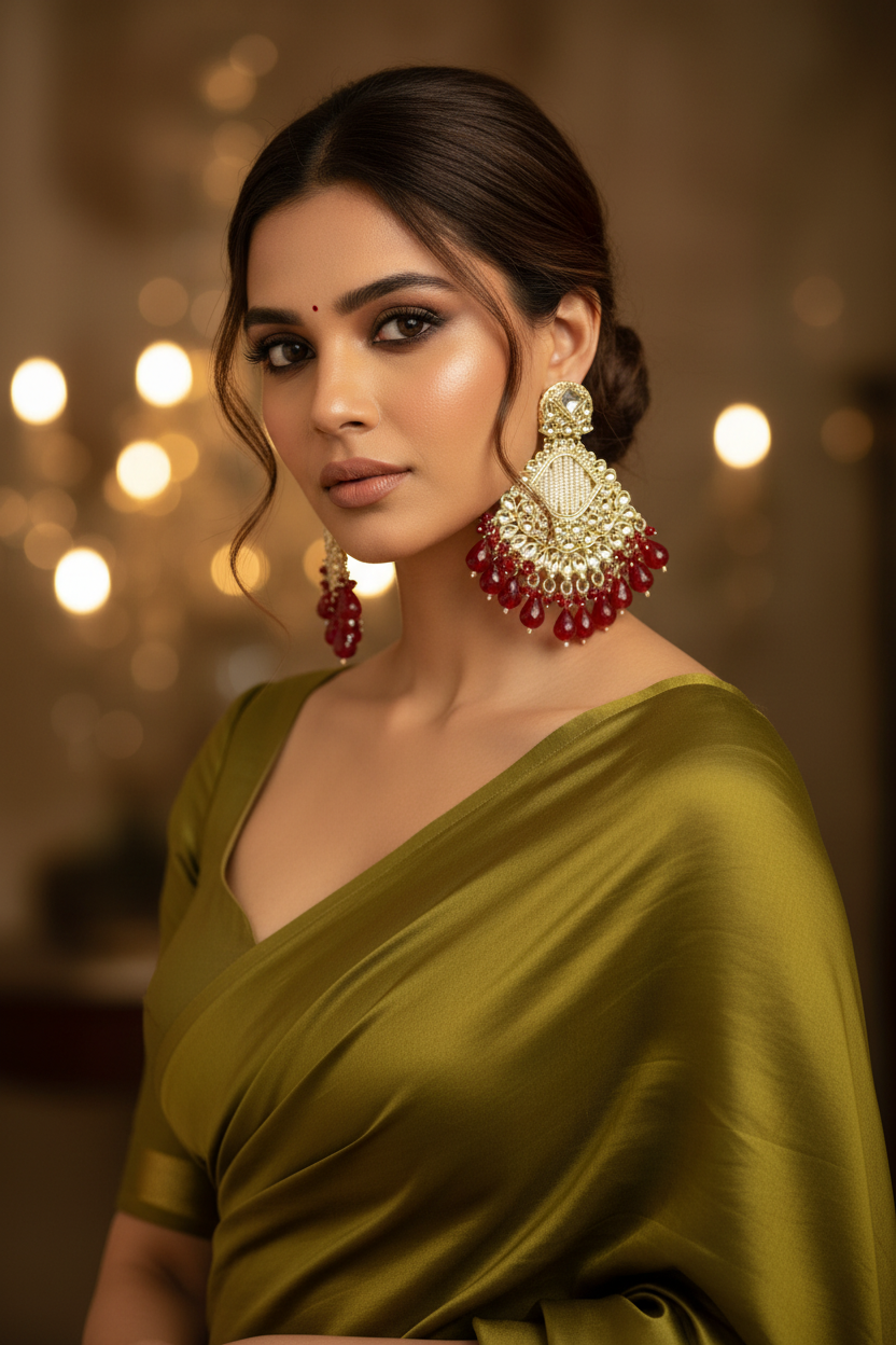 Arina Red Chandbali