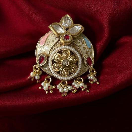 Royal Kundan Enamel Statement Ring