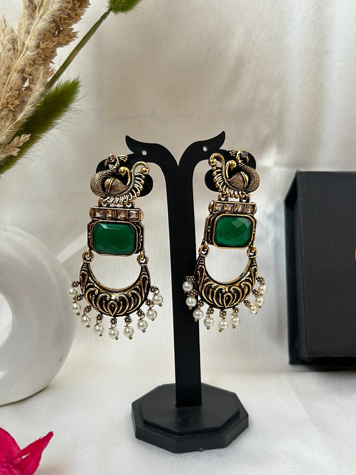 Adhira  Green chandbali
