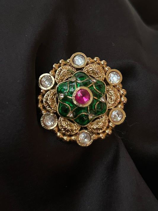 Zoya green floral Ring