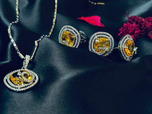 Khwaish yellow pendant set with ring