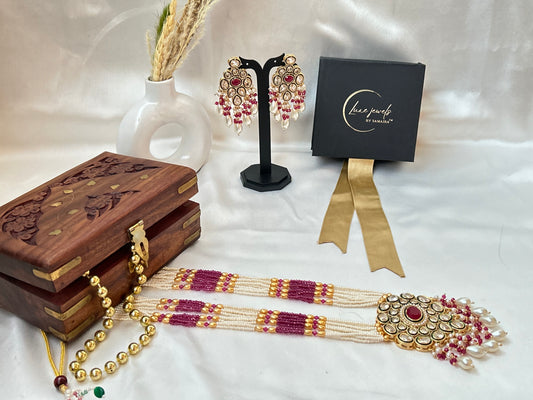 natasha pink rani haar ,long necklace,kundan necklaceset