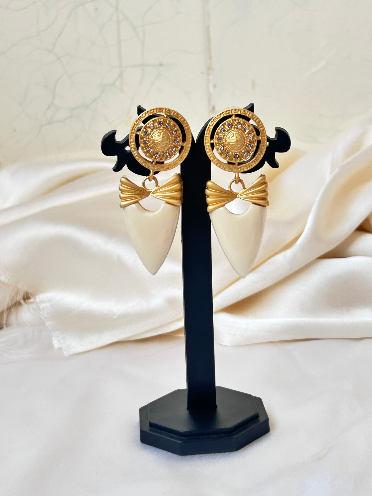 Ivory Enamel Heart Earrings