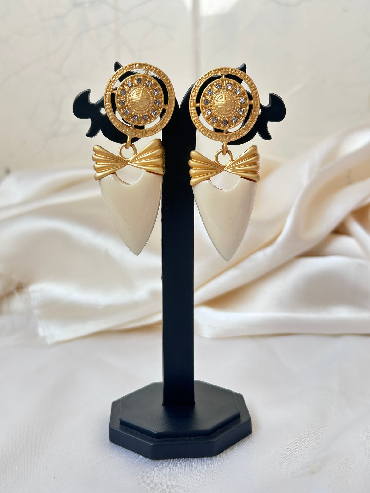 Ivory Enamel Heart Earrings