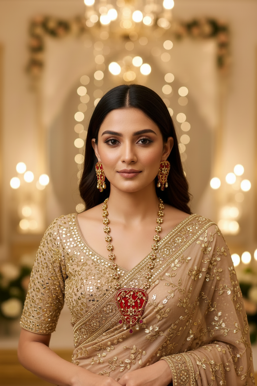 krishav Red necklaceset