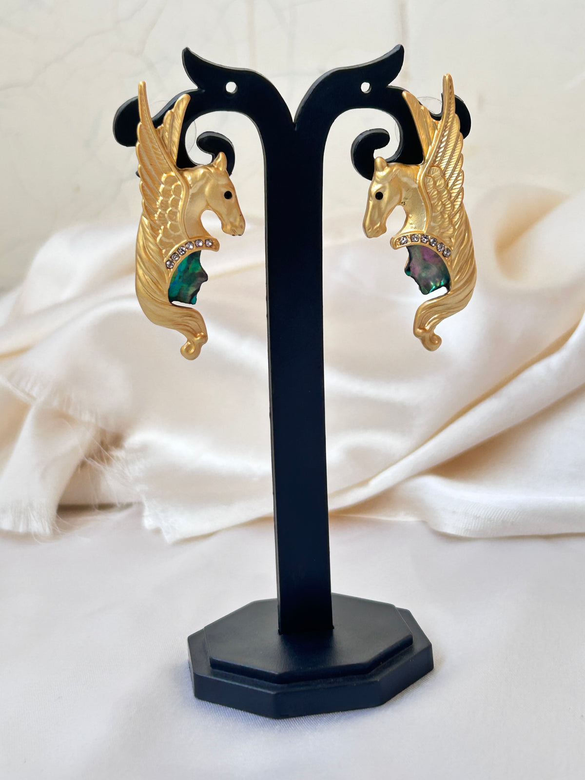 Flying matte gold hourse earrings