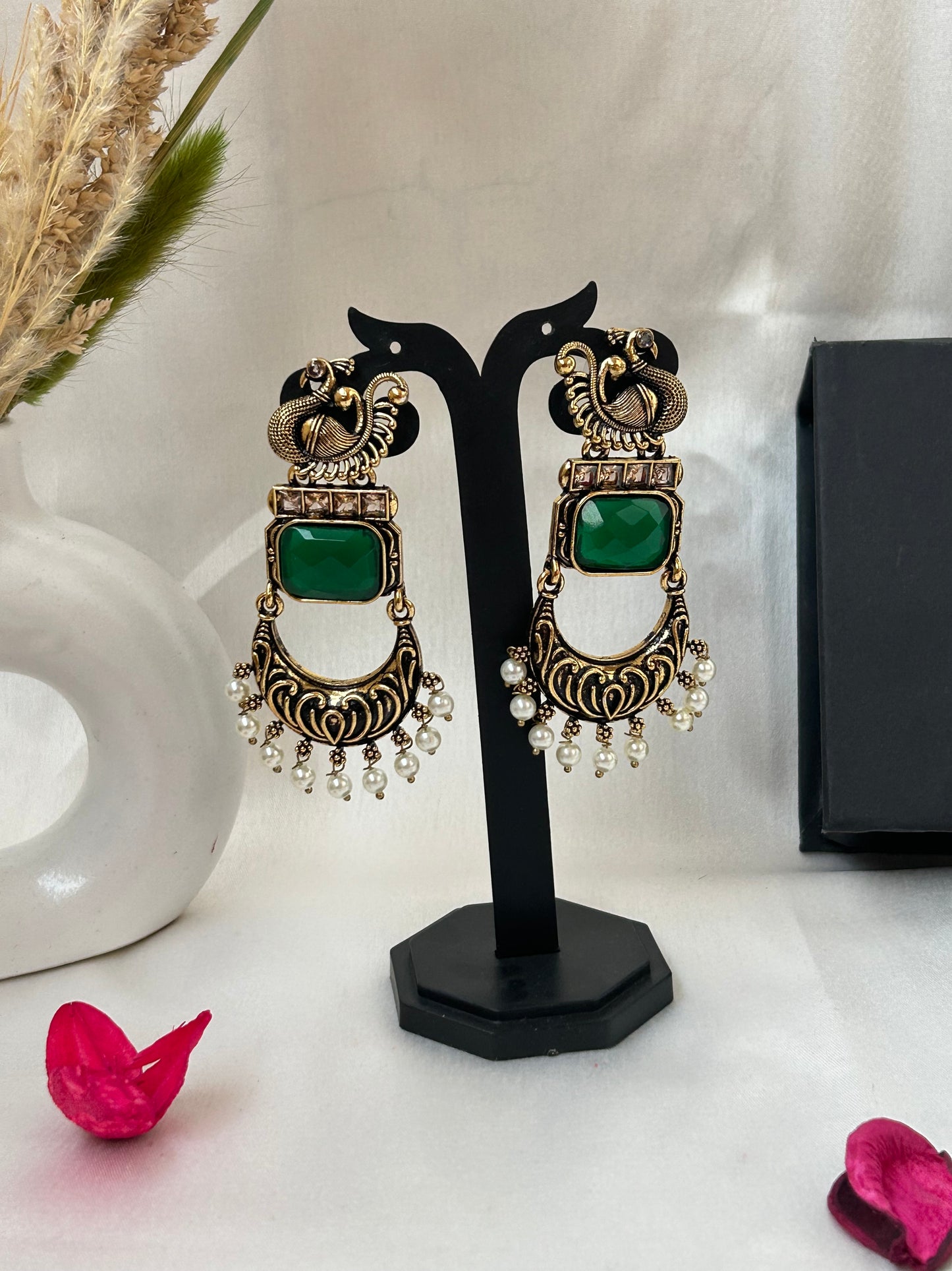 Adhira  Green chandbali