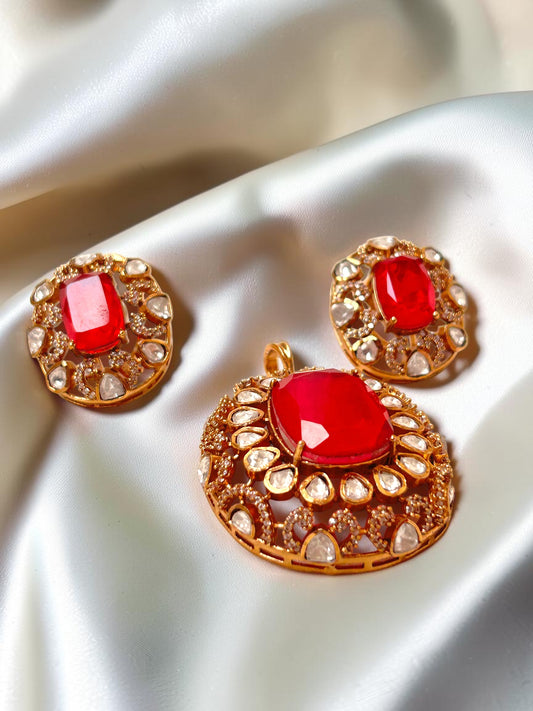 Zeel Magenta Pendent Set