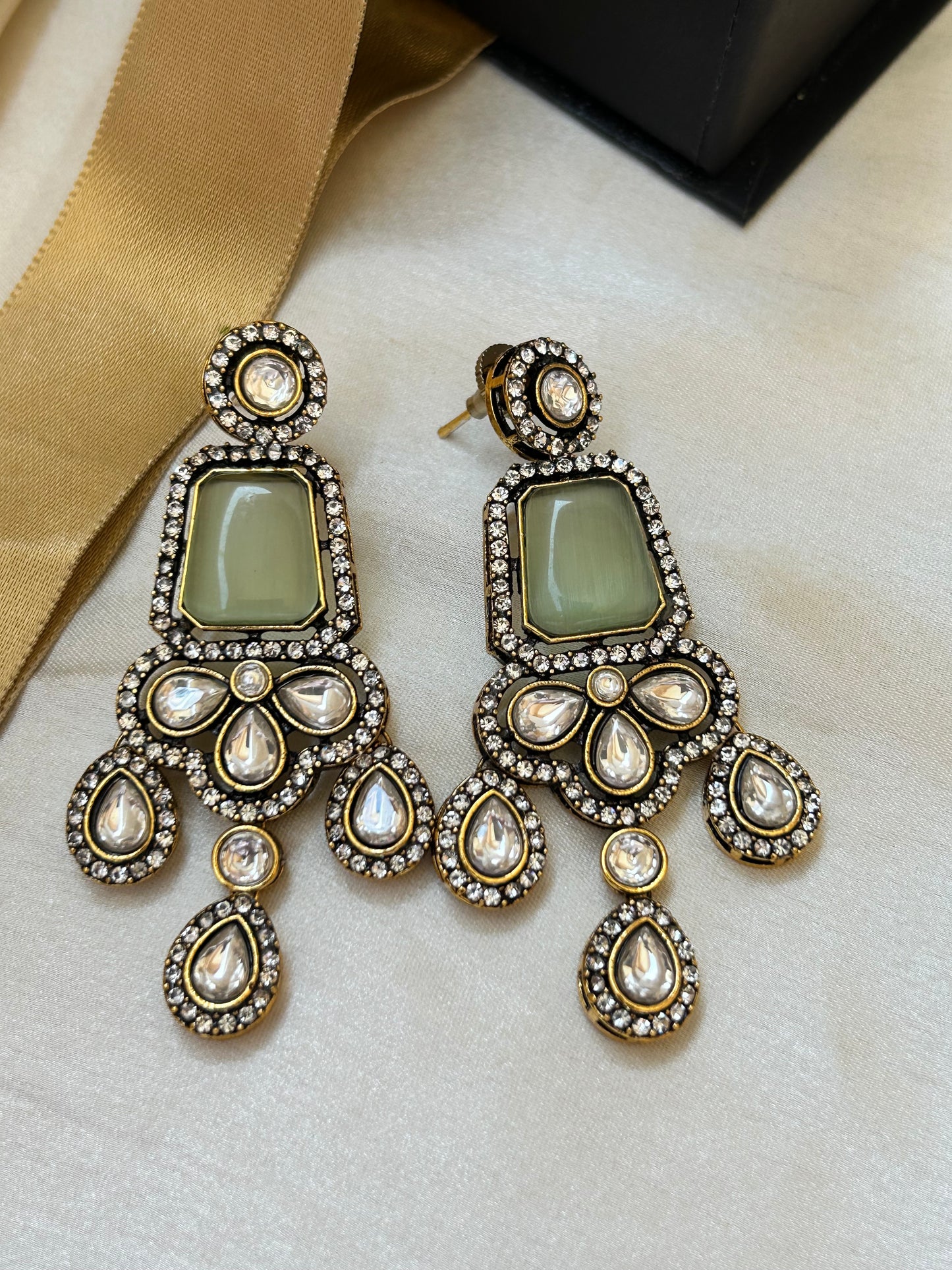 Green Victorian earrings