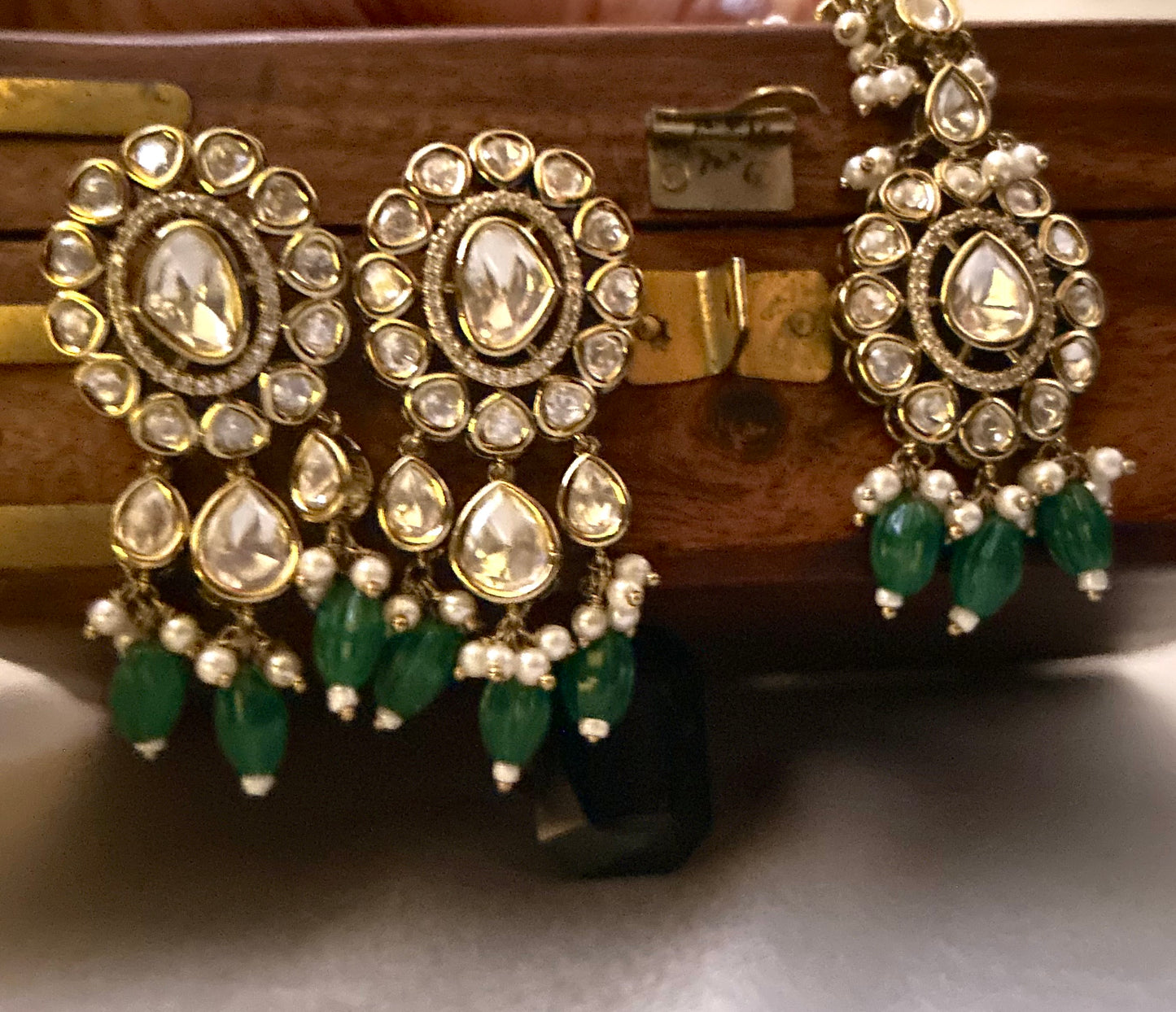 Tashi Kundan Rani Haar with emerald green accents, perfect for weddings and grand celebrations