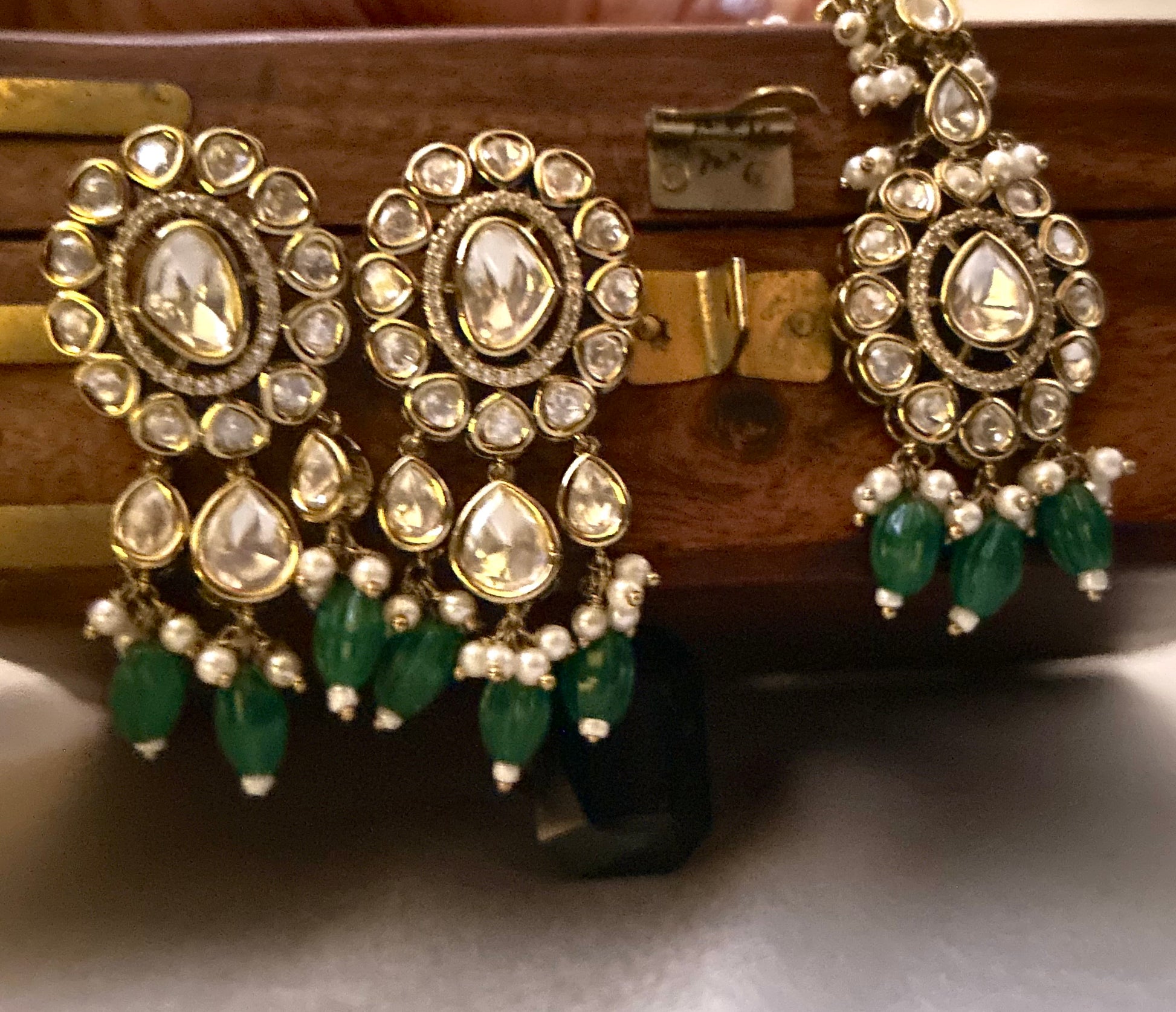 Tashi Kundan Rani Haar with emerald green accents, perfect for weddings and grand celebrations