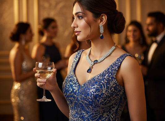 Navy American diamond necklace