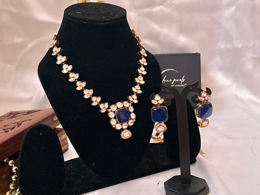 Navy blue kundan necklaceset