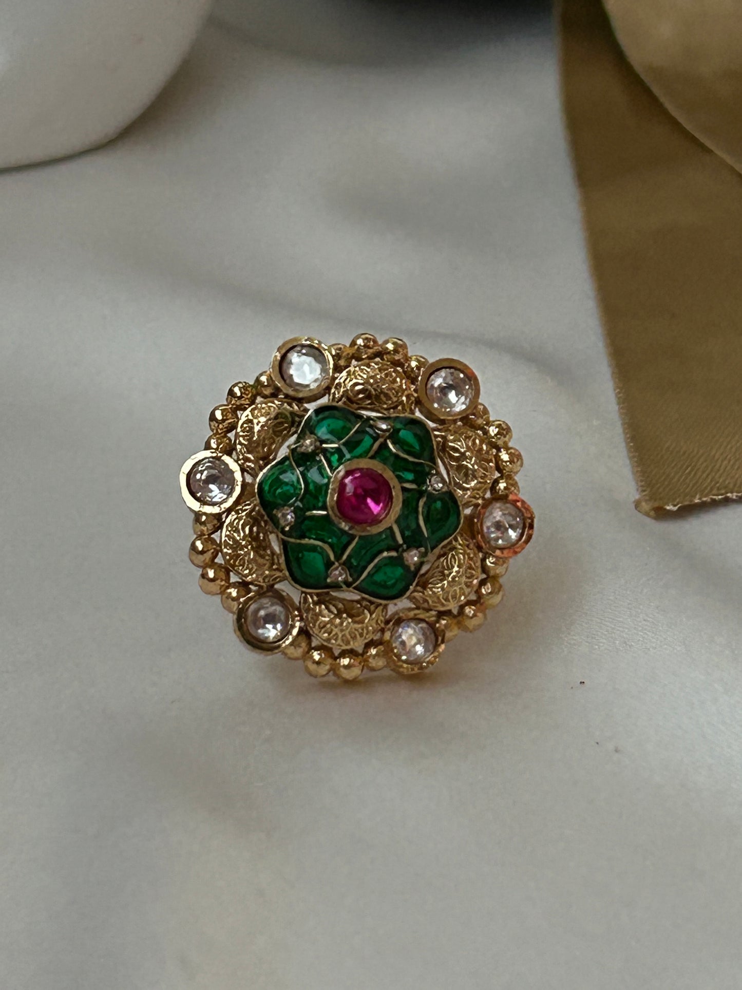 Zoya green floral Ring