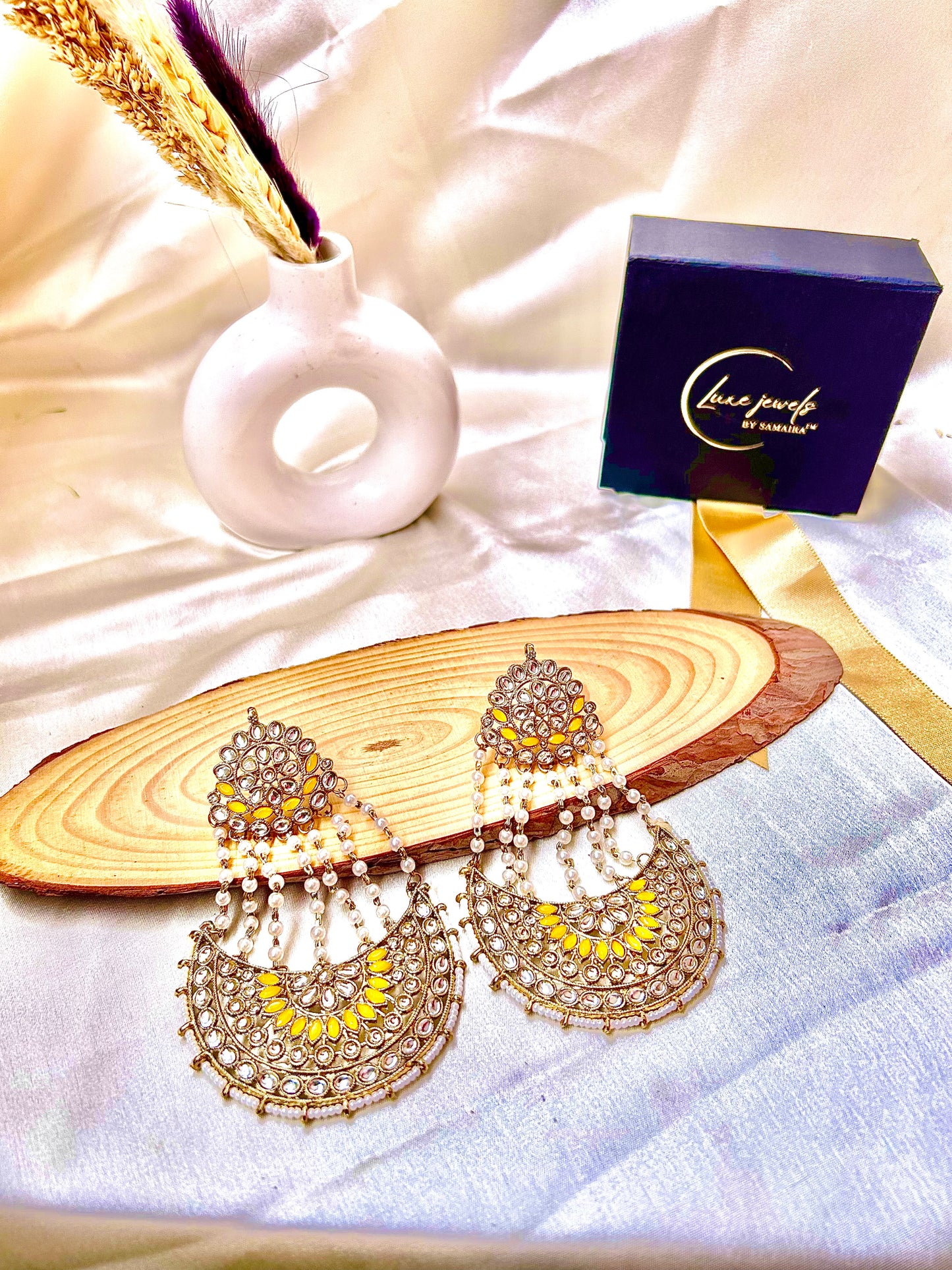 Keshavi yellow Chandbali