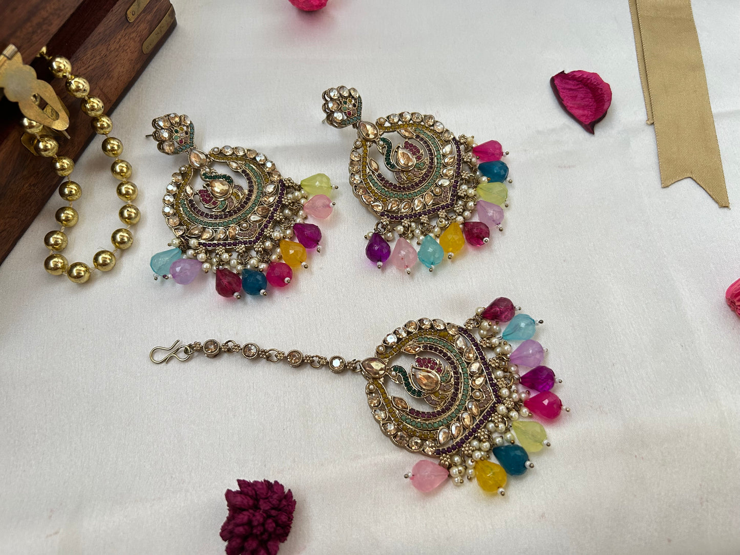Jivika multi earrings and tikka